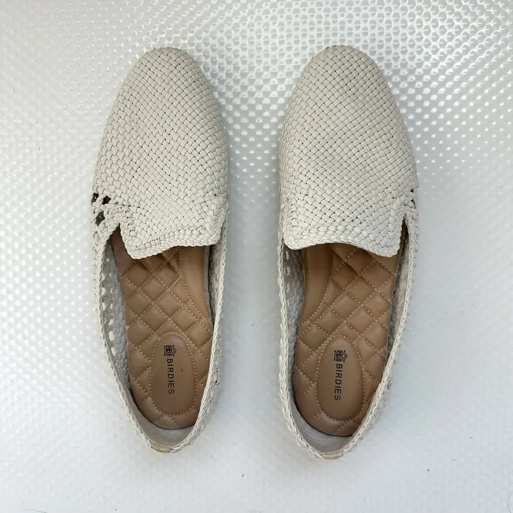Birdies Shoes Women’s 10 The Starling Almond Toe Slip On Flats Cream Preppy Boho